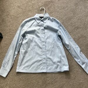 Brooks Brother NWOT Blue Cotton Button Down Blouse with Scallop detail 4